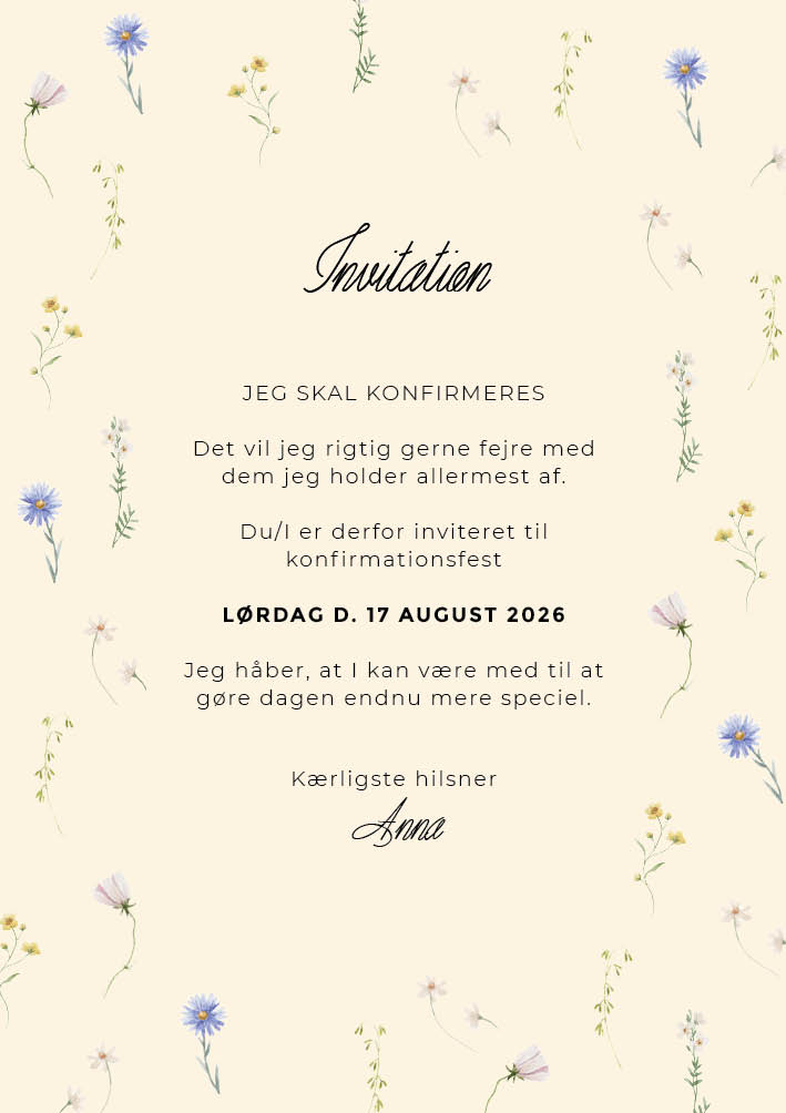 Invitationer - Anna Konfirmation 2
